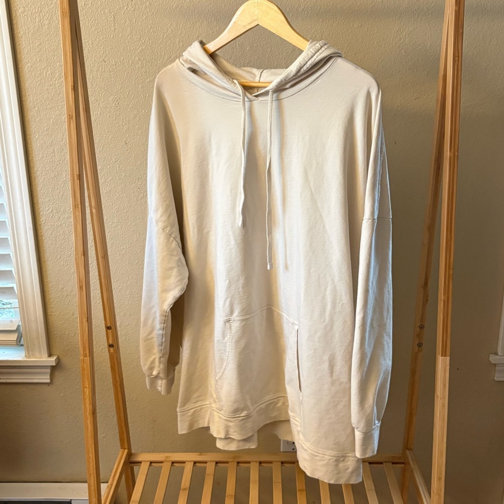 Open Edit Cream Oversized Hoodie 3X Plus Size Cotton Stretch Pullover